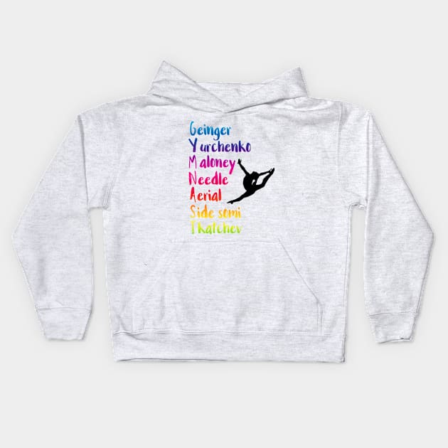 Gymnast Acrostic Kids Hoodie by gainerlayouts